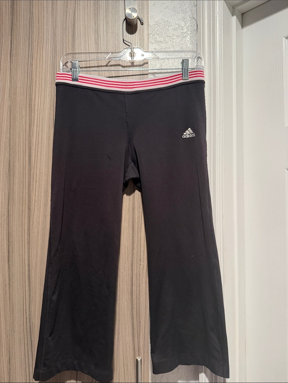 adidas Black Leggings with Pink-Trim Waistband